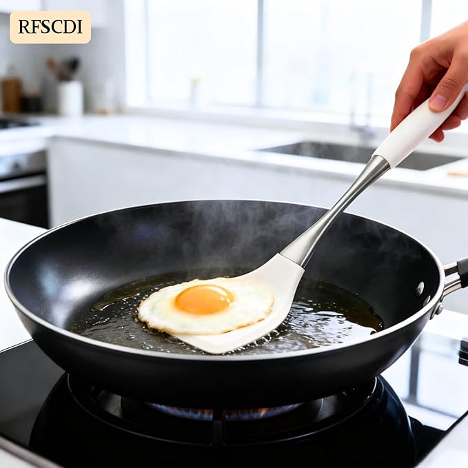 White Silicone Cooking Utensils Set-Non-Toxic, Heat Resistant, BPA Free Kitchen Utensils Set with Spatula, Spoon, Whisk & Tongs-Non-Stick& Dishwasher Safe for Nonstick Cookware - Image 8