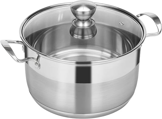 Ohtomber Stainless Steel Stock Pot - 12 Quart Large Cooking Pot with Lid for Pasta, Soup, Spaghetti, Nonstick Thick Base Deep Stockpot, Kitchen Cookware for Stew, Simmer, Boiling, Canning by Ohtomber