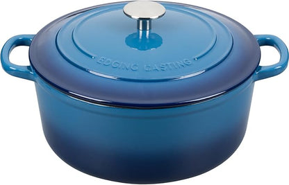EDGING CASTING Enameled Cast Iron Dutch Oven Pot With Lid for Cooking, Bread Baking, Bread Oven, 5.5 Quart, Lake Blue by EDGINGCOOKWARE