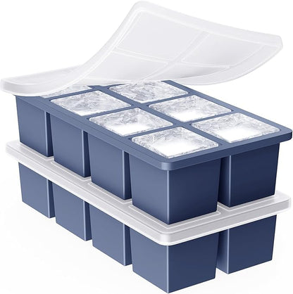Large Ice Cube Trays for Whiskey: GGOW Big Silicone Ice Cube Trays 2Inch- Huge Square Ice Cubed Tray for Whisky and Cocktail by GGOW