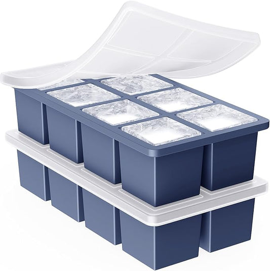 Large Ice Cube Trays for Whiskey: GGOW Big Silicone Ice Cube Trays 2Inch- Huge Square Ice Cubed Tray for Whisky and Cocktail by GGOW