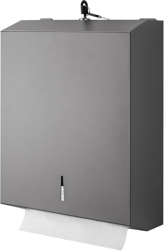 Paper Towel Dispenser Wall Mount Commercial c-fold/Multi-fold/Tri-fold, Touchless Hand Towel Dispenser with Lock(Dark Grey) by Gorlary
