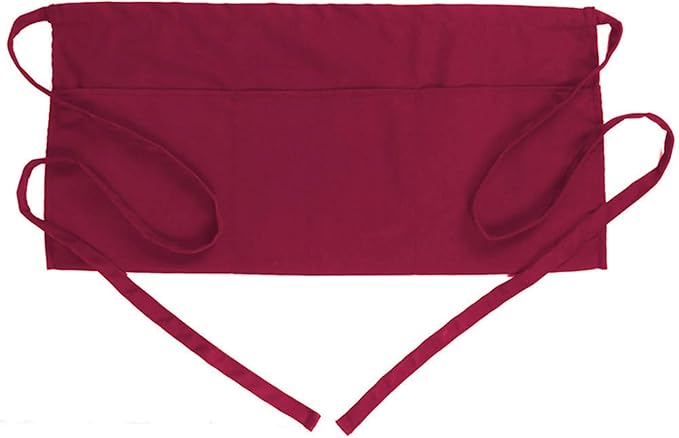BOHARERS Waist Apron with 3 Pockets - Red Waitress Waiter Server Short Apron by BOHARERS