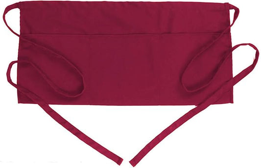 BOHARERS Waist Apron with 3 Pockets - Red Waitress Waiter Server Short Apron by BOHARERS
