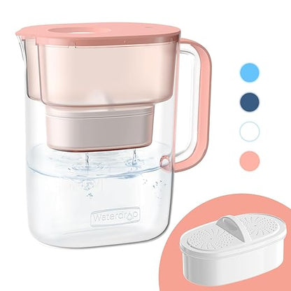 Waterdrop PT-07R Water Filter Pitcher, 10-Cup, NSF Certified, 200-Gallon Long-Life Filter, Improves Coffee & Tea Taste, Reduces PFOA/PFOS and Chlorine, 5X Longer Filter Life, Pink by Waterdrop