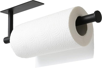 theaoo Paper Towel Holder - Under Cabinet Paper Towel Holder for Kitchen, Adhesive Paper Towel Roll Rack for Bathroom Towel, Wall Mounted Matte Black Paper Towel Rack, SUS304 Stainless Steel(1, Black) - Image 8