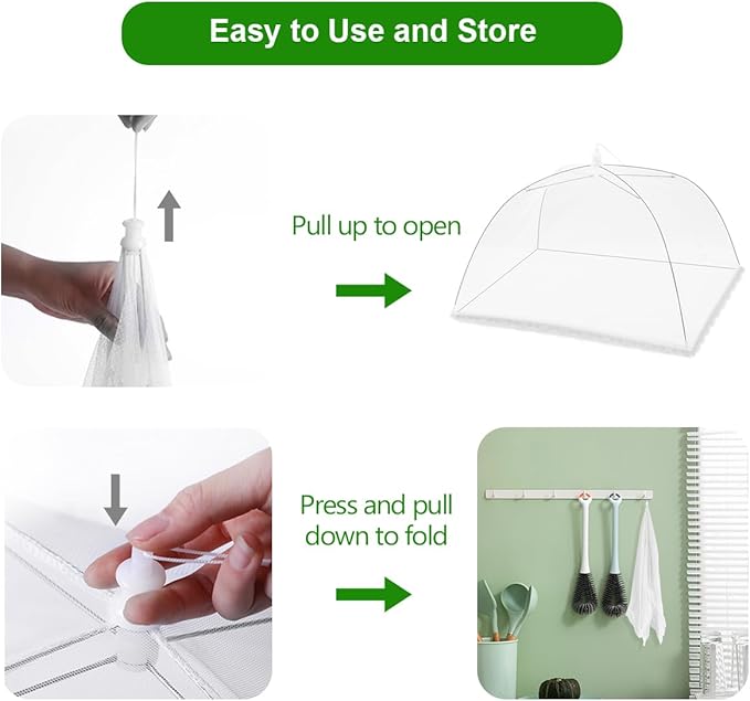 (6 Pack) Pop-Up Outside Picnic Mesh Food Covers Tent Umbrella for Outdoors and Camping Food Net Cover Keep Out Flies Mosquitoes Ideal for Parties BBQ, Reusable and Collapsible 17 x 17inches - Image 2