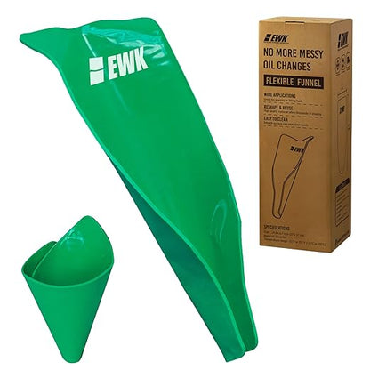 EWK Flexible Oil Funnel, Spill-Free, Reusable Moldable Funnel for Clean Oil Changes, Car & Motorcycle Maintenance, Coolant & Fluid Draining, Easy Store Roll-Up Design by EWKTool