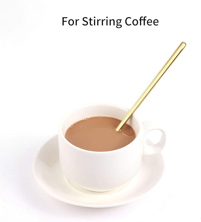 4 PCS 6.7 Inches Coffee/ Tea Spoons Long Handle, Gold, Ice Tea, Espresso Stainless Steel Long Spoons for Stirring - Image 3