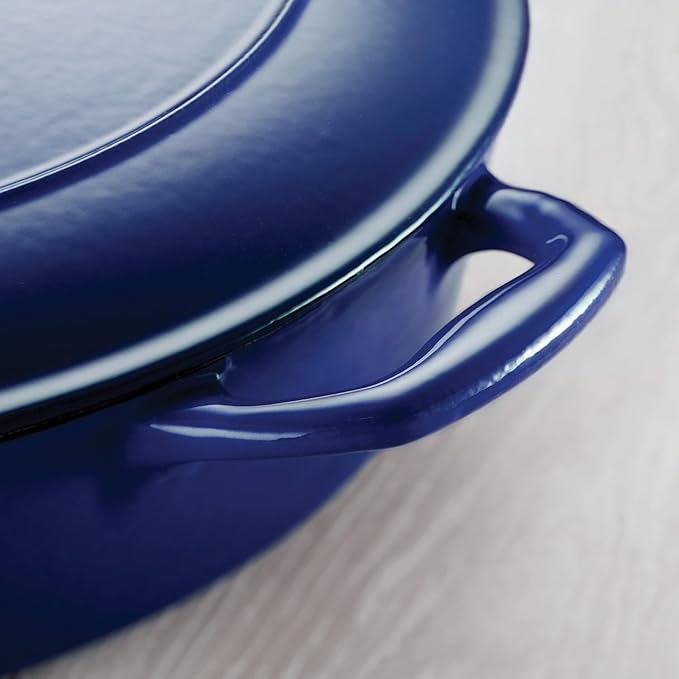 Tramontina Enameled Cast Iron Oval Dutch Oven Pot with Lid, Large 5.5-quart, Blue - Image 7