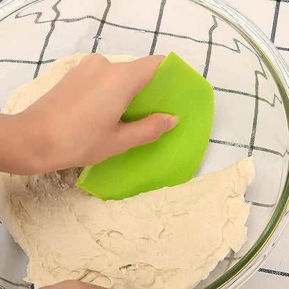 Suanyok Dough Scraper Bowl Scraper Bread Cream Cake Pizza Cutter Bench Scraper- Flexible Plastic Multi-Function Kitchen tools, 2 Piece White-Green - Image 8