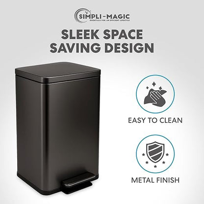 Simpli-Magic 13.2 Gallon (50L) Step Trash Can – Kitchen Garbage Can with Slow-Close Lid – Odor Control, Hands-Free, Easy to Clean, Brushed Stainless Steel - Image 7