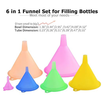 Delove All Purpose Plastic Funnel Set of 6 - Funnels for Kitchen Use Filling Bottles - Small Funnel Set- Mini/Small//Large - Food Grade and BPA Free - Image 2