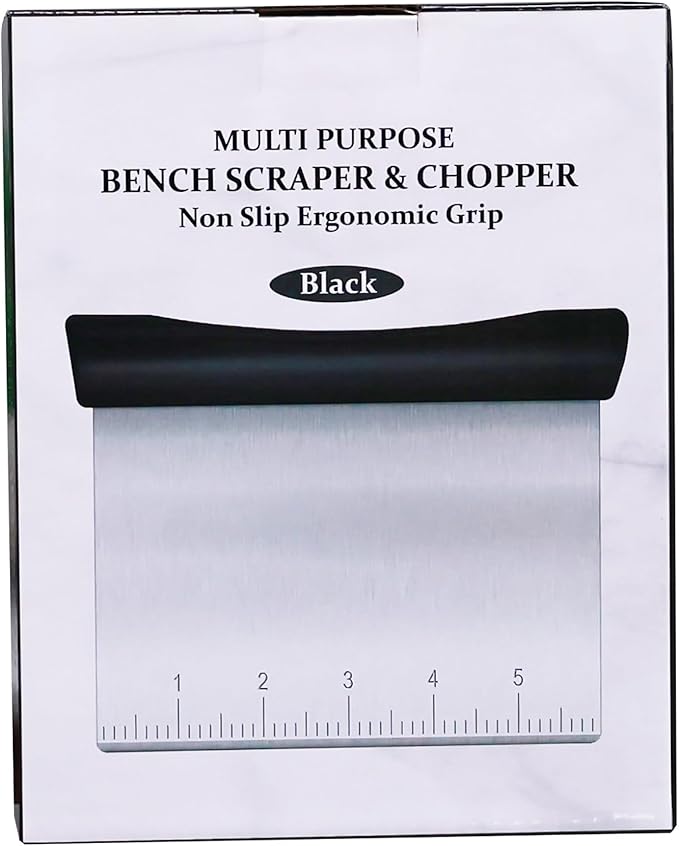 Rainspire Bench Scraper, Stainless Steel Dough Scraper, Pastry Scraper, Pizza and Dough Cutter Multi-Purpose Scraper/Chopper, Pizza Cutter Food Chopper Baking Supplies Kitchen Gadgets, Black - Image 8