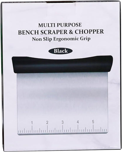 Rainspire Bench Scraper, Stainless Steel Dough Scraper, Pastry Scraper, Pizza and Dough Cutter Multi-Purpose Scraper/Chopper, Pizza Cutter Food Chopper Baking Supplies Kitchen Gadgets, Black - Image 8