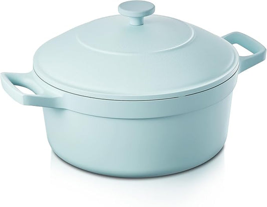 BEZIA 5.7 Quart Nonstick Ceramic Stock Pot with Lid for Family Cooking, Induction Cooking Pot with Smart-Vent Braising, Easy Cleanup, Perfect for Side Dishes, Daily Meals & Camping