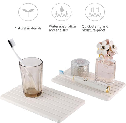 NiuYichee 2 PCS Water Absorbent diatomite Coasters, 9.5" x 5.5" Water Absorbing Stone Tray for Sink, Stone Drying mat for Kitchen Counter, Stone soap Tray Used for Hand Soaps & toiletries & Plants - Image 7
