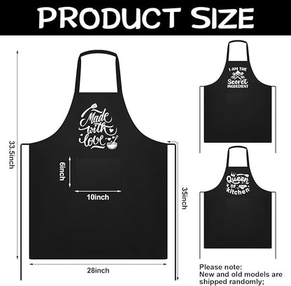 Jeyiour 3 Pack Funny Cooking Aprons Women Oil-proof Kitchen Aprons with Pockets for Home Chef BBQ Mother Day Birthday Gifts(Black)