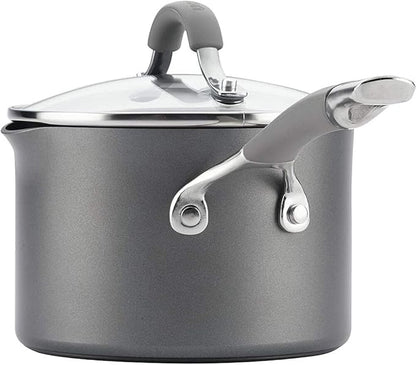Circulon 84564 Elementum Hard Anodized Nonstick Cookware Set / Pots and Pans Set - 10 Piece, Gray