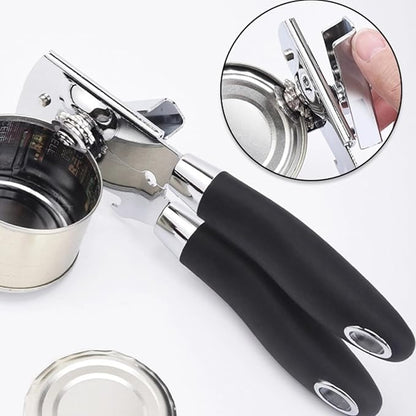 Can Opener Manual, Heavy Duty Handheld Can Opener for Seniors, Sharp Blade Manual Can Openers Smooth Edge, Versatile Hand Can Openers Lid Remover for Kitchen Cans Bottles Lids (2Pack, Black)