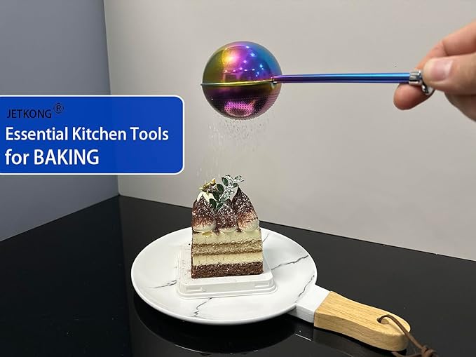 JETKONG 2 Pcs Flour Sifter, Stainless Steel Flour Duster for Bread Baking, Bakers Dusting Wand for Powdered Sugar and Spices (Small+Large, Rainbow) - Image 5