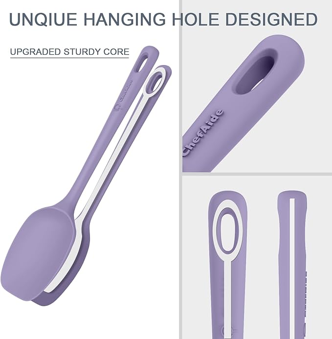 ChefAide 5 Pieces Silicone Spatula Set, Food Grade Rubber Spatula, Upgrade Strong Handle with Ergonomic Grip, Heat Resistant Up to 600°F for Nonstick Cookware, Cooking - Image 3