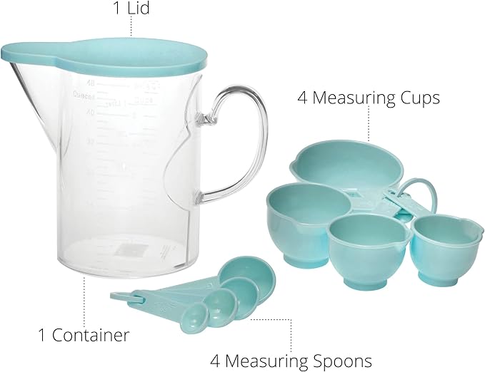 Measuring Cups and Measuring Spoons Set of 10 Pieces, Supreme Housewares Plastic Multi-Purpose Home Essentials Cooking, and Baking Tools BPA Free Dishwasher Safe for Liquid and Dry (Blue) - Image 4