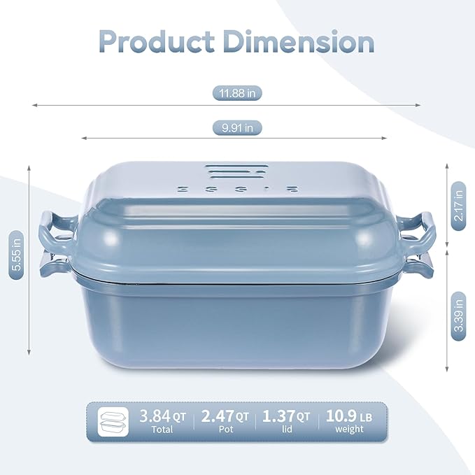 Dutch Oven for Sourdough Bread Baking, Enameled Cast Iron Dutch Oven Pot with Lid, 10×6 Bread Loaf Pans with Lid for Homemade Bread, Cake, Meatloaf, Oven & Induction Safe (Blue, 3.84 QT) - Image 2
