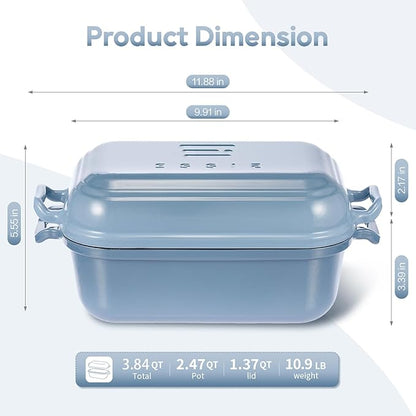 Dutch Oven for Sourdough Bread Baking, Enameled Cast Iron Dutch Oven Pot with Lid, 10×6 Bread Loaf Pans with Lid for Homemade Bread, Cake, Meatloaf, Oven & Induction Safe (Blue, 3.84 QT) - Image 2
