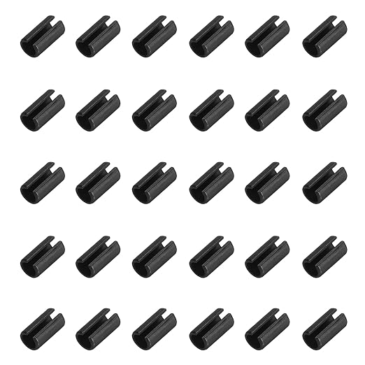 MECCANIXITY 120Pcs Slotted Split Roll Pins 3/25 Inch(3mm) Dia. 6/25 Inch(6mm) Length Steel Spring Tension Expansion Dowels for Secure Fastening, Black