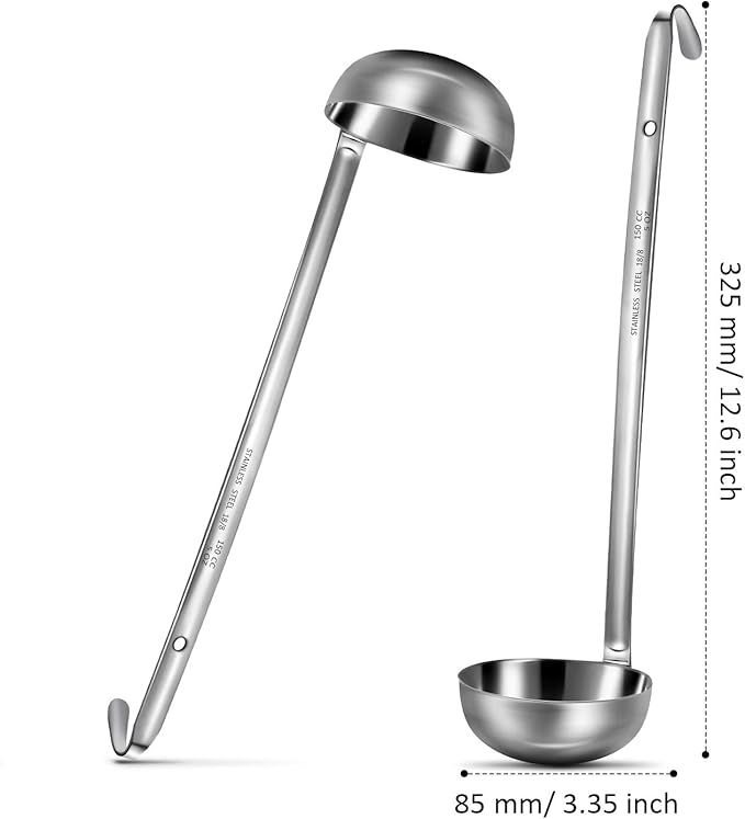 meekoo Stainless Steel Ladle Soup Handle Ladle with Pouring Rim for Kitchen Cooking Soup Sauce - Image 4