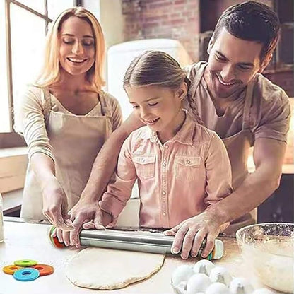 Adjustable Rolling Pin with Thickness Rings for Baking,17" Stainless Steel Dough Roller,Measurement Markings Rolling Pins For Pizza, tortilla,Pie,Pasta,Fondant,Cookies,Perfect for Chefs & Home Bakers - Image 2
