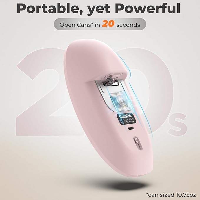 Canslab Ultrablde SE - USB Rechargeable Electric Can Opener for Kitchen for Seniors with Arthritis- Cordless Battery Powered Automatic, Side Cut, Smooth Edge, Handsfree, for Small or Large Cans, Pink - Image 3