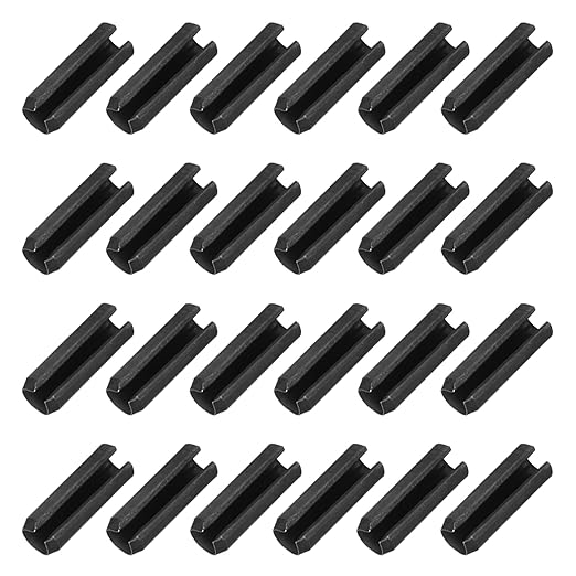 MECCANIXITY 25Pcs Slotted Split Roll Pins 3/10 Inch(8mm) Dia. 4/5 Inch(20mm) Length 65Mn Steel Spring Tension Expansion Dowels for Secure Fastening, Black