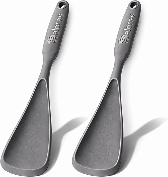 Silicone Spoon Spatula for Cooking - Multifunction Scoop Spatula Spoonula - Heat Resistant Cooking Spoon for Nonstick Cookware - Large Silicone Kitchen Spoon - Seamless Design (Gray,2pcs) by salbree