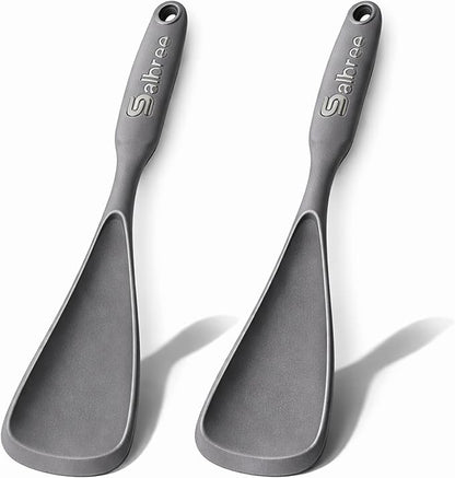 Silicone Spoon Spatula for Cooking - Multifunction Scoop Spatula Spoonula - Heat Resistant Cooking Spoon for Nonstick Cookware - Large Silicone Kitchen Spoon - Seamless Design (Gray,2pcs) by salbree