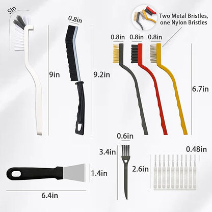 20-Piece Crevice Cleaning Brush Set - Multifunctional Kit with Precision Brushes, Scraper&Shower Cleaner Brush for Car, Kitchen, Bathroom, Grout, Sink, Cup, Teapot, Bottle, Blender, Corners &More - Image 2