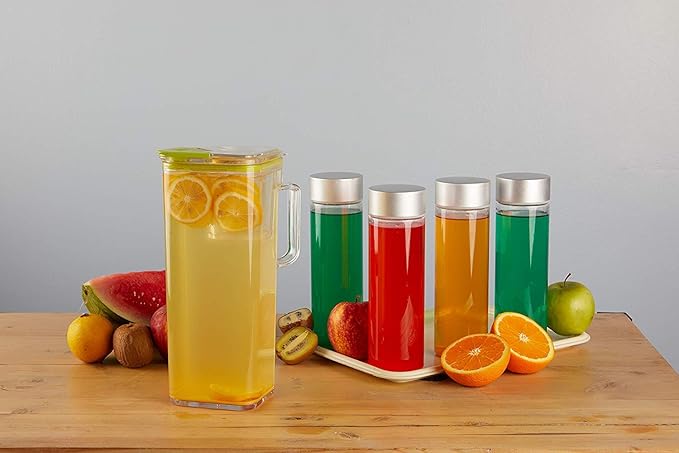 Komax Large Plastic Water Pitcher with Lid Square Water Carafe – BPA-Free, Dishwasher Safe – Water, Tea, or Juice Containers with Lids for Fridge (2.3 Liters) - Image 6