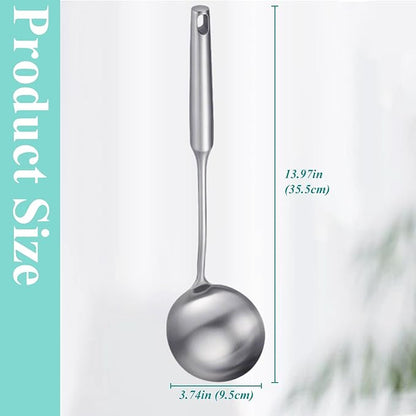 Soup Ladle, Metal 316 Stainless Steel Kitchen Ladles Spoon, Large Cooking Ladel Kitchen Utensil Long Handle Deep Spoons for Soup Stirring Serving