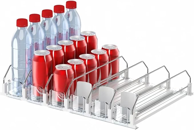 IBORING Drink Organizer for Fridge,Self Pushing Fridge Drink Organizer,Automatic Drink Dispenser for Fridge-Holds up to 30 Cans by IBORING
