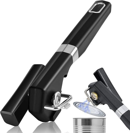 2 in 1 Safety Can Opener Manual Smooth Edge & Bottle Opener, No-Trouble-Lid-Lift Manual Can Opener with Magnet, Large Rubber Handle & Stainless Steel Blade, Side Cut Hand Can Opener for Kitchen by RICKUNCL