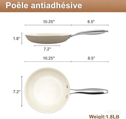 11 Inch Ceramic Nonstick Frying Pan Skillet - PFAS-Free, Non-Toxic, Oven Safe & Induction Ready, Aluminum Cookware with Stainless Steel Handle - Image 3