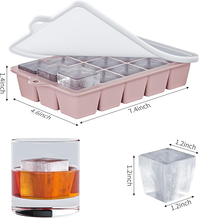 Silicone Ice Cube Tray 3 Pack - EASY RELEASE ice cube tray with lid, BPA Free Ice Cubes Trays for Freezer,ice cube mold for Cocktail,Whiskey (Blue+Pink+Green) - Image 4