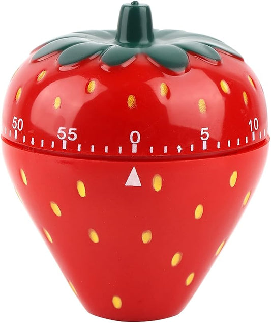 Joyzan Strawberry Shaped Timer, Cartoon Mechanical Time Reminder Cute Fruit Cooking Kitchen Baking Household Manual Precise Countdown 60 Minutes Meal Prep Wake Up Home Study Desktop Classroom