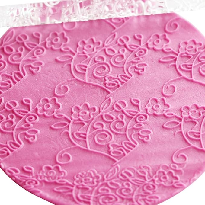 Acrylic Rolling Pin with 28 Patterns, Lightweight 6.3x0.4 Inch Textured Design for Cookie Dough and Pastry (#25)