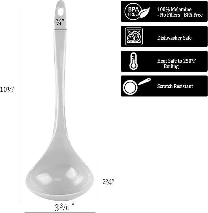 Reston Lloyd Melamine Soup Ladle Kitchen Utensil, Premium Quality Utensil with Heat Resistant Ergonomic Handle, Durable BPA-Free Plastic, 10.5 inch long, One Piece, Magenta - Image 4