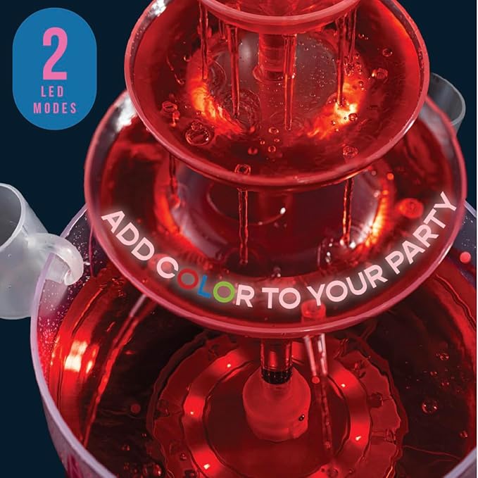 Kusini Drink Fountain for Parties - 1.5 Gal, 3 Tier Punch Bowl Drink Tower, LED Base, 4 Reusable Cups - Drink Dispenser Machine for, Juice, Punch, Pani Puri Fountain for Party Hosting Supplies - Image 5