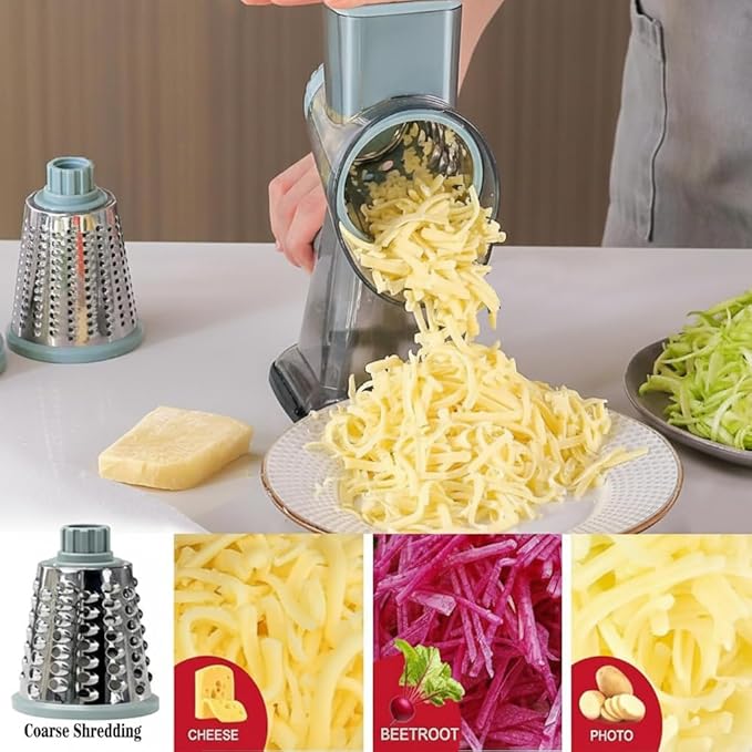 YOUCZON Rotary Cheese Grater Multi-Purpose Stainless Steel Cheese Shredder - Cheese Grater With Handle Effortless Grating of Carrots, Potatoes, Vegetables, and Fruits (blue) - Image 2