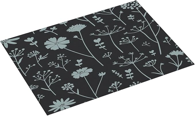 Gray Flower Dish Drying Mats for Kitchen Counter, Large 18"x24" Dish Mats for Drying Dishes, Microfiber Absorbent Dish Drying Pad Rack Mat Kitchen Decor Reusable Washable