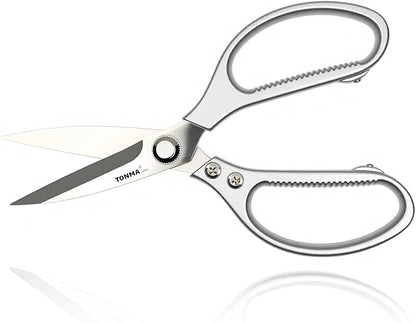 TONMA Japanese Kitchen Scissors All Purpose [Made in Japan] Heavy Duty Kitchen Shears for Herbs, Chicken, Poultry, Food, Cooking, Office, Leather, Ergonomic Handle Effortless Cutting